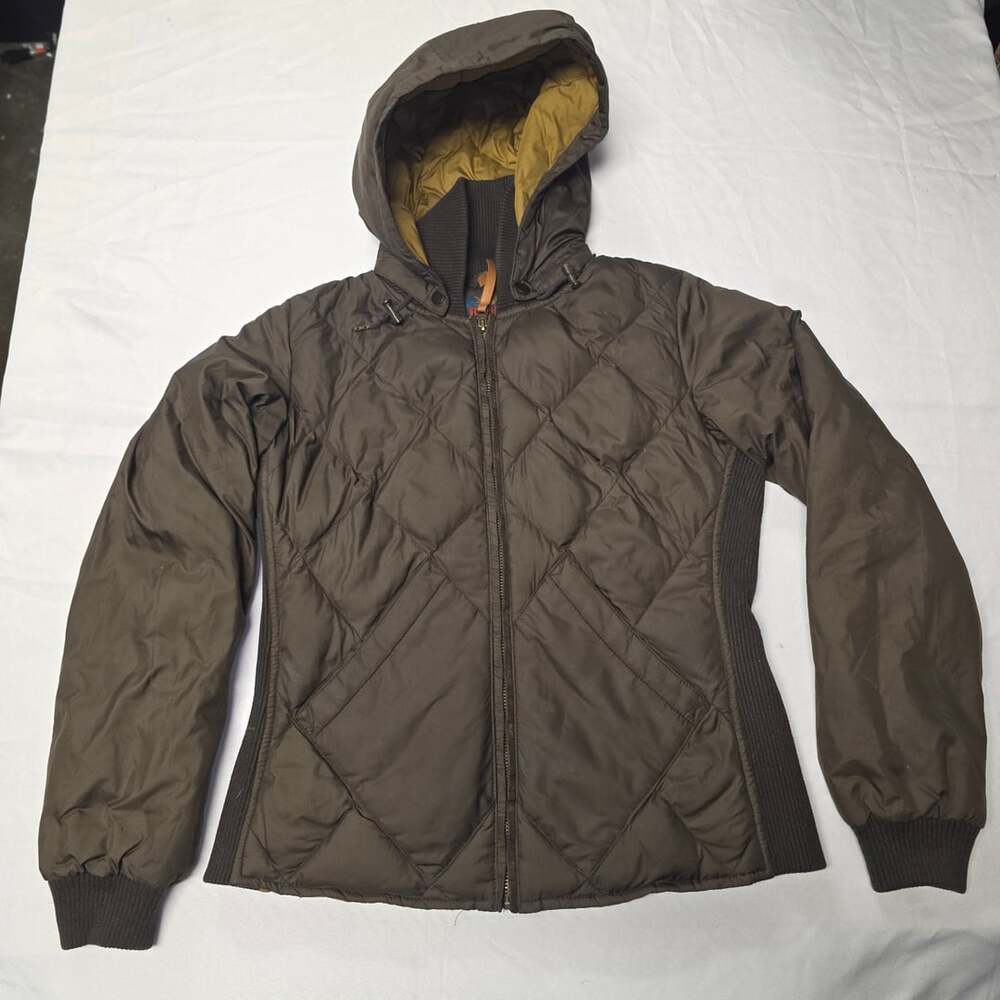 Eddie Bauer Skyliner Down Jacket Women's Size M Brown Quilted Hooded